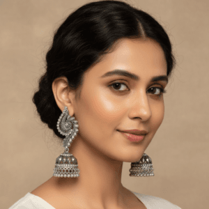 Shoppya Oxidized Silver Jhumka Earrings for Women | Traditional Indian Ethnic Dome Jhumki | Lightweight Jewellery