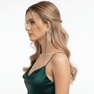 Sparkling Rose Gold Tassel Chandelier Earrings