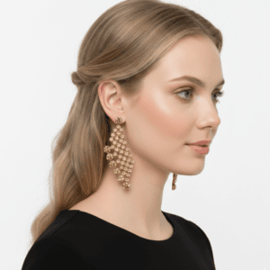 Gold-Toned Sun-Drop Statement Earrings with Radiant Amber Crystals