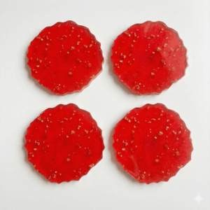 Table decor red Coasters – Set of 4 (Handmade Pastel Collection)